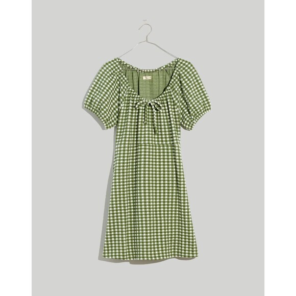 Madewell Dresses & Skirts - Madewell Jacquard Puff-Sleeve Mini Dress Gingham Check Womens Size S